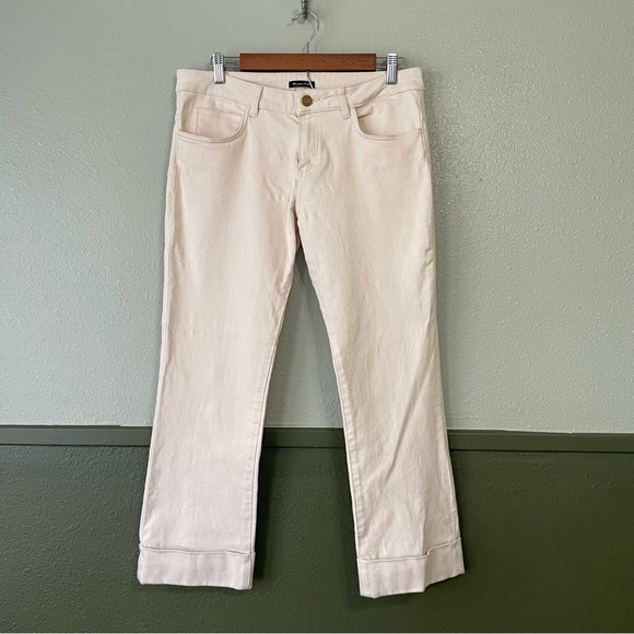 Massimo Dutti Denim - Massimo Dutti Cuffed Cropped Eggshell Denim Mid Rise Jeans Size 10